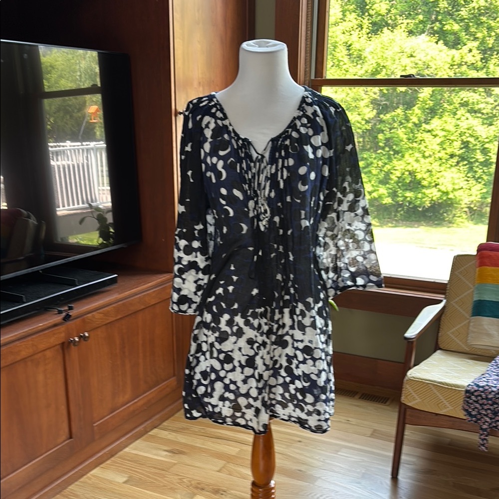 Saldarini 1882 Como-Italy Blue & White Flowy Dress/Beach Cover-Up Sz M/L